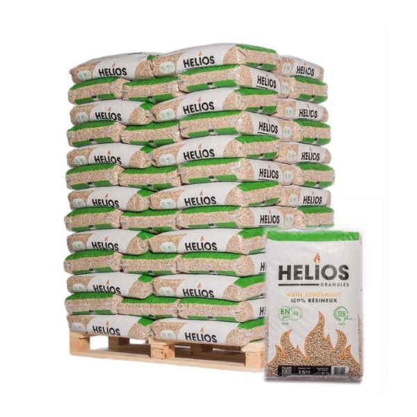 HELIOS Holzpellets DIN Plus / ENplus A1 – 975 kg Palette (65x15 kg) Premium Nadelholz Pellets